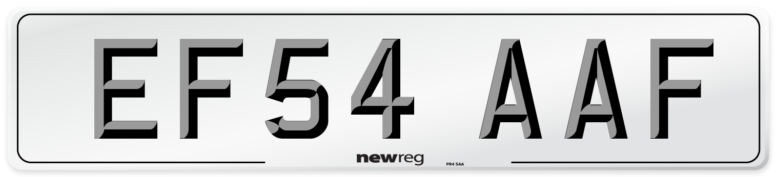 EF54 AAF Number Plate from New Reg